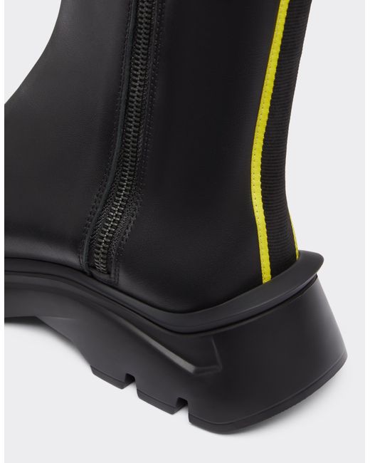 Ferrari Black Leather Ankle Boots