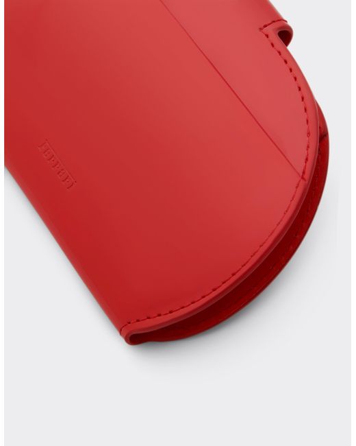 Porte-Cartes Pliant En Cuir Brossé Brillant Ferrari en coloris Red