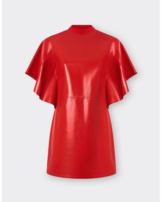 Robe Courte En Cuir Effet Miroir Ferrari en coloris Red
