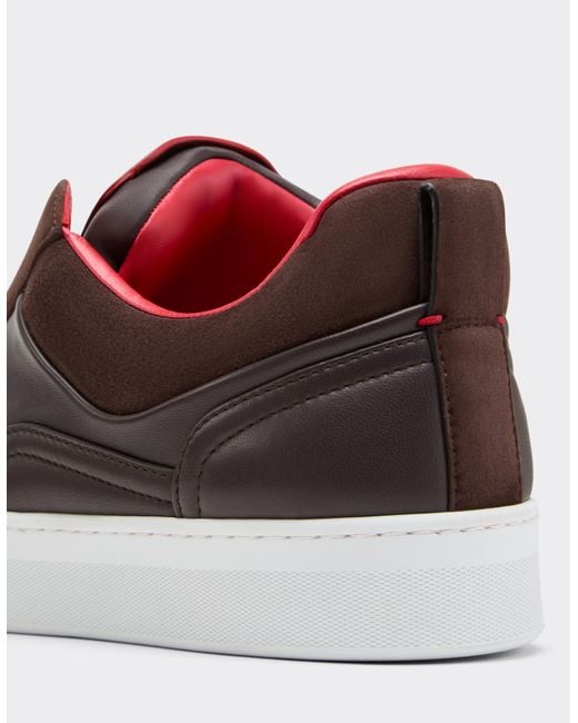 Ferrari White Nappa Leather And Suede Slip-On Sneaker for men