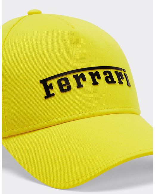 Baseball Cap Con Logo Gommato di Ferrari in Yellow