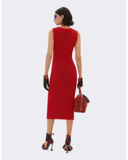 Ferrari Red Cotton Dress With Contrasting Ribbon