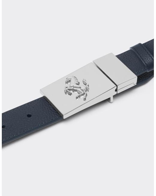 Ferrari Blue Reversible Leather Belt for men