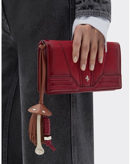 Ferrari White Nappa Leather Charm With Scooby And Fringes