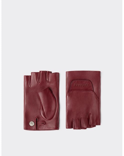 Ferrari Red Fingerless Leather Gloves
