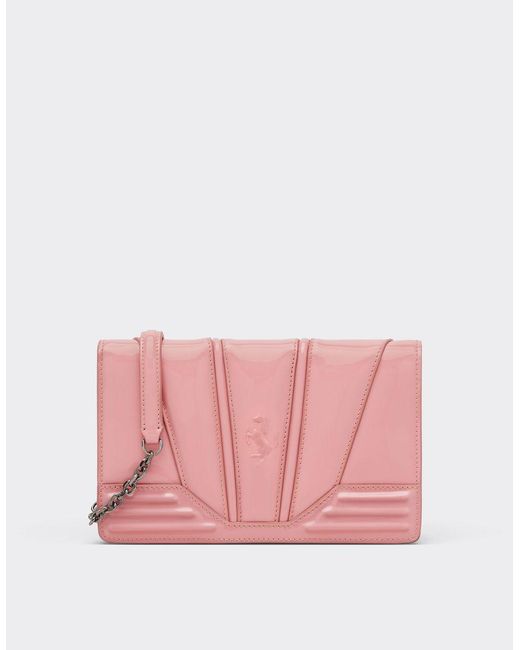 Ferrari Pink Gt Bag Chain Wallet In Patent Leather