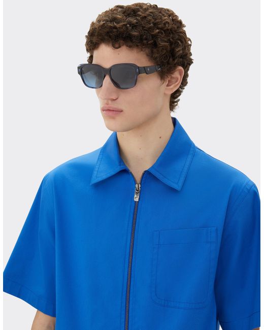 Gafas De Sol De Acetato Azul A Rayas Con Cristales Azules Degradados Polarizados Ferrari de color Blue