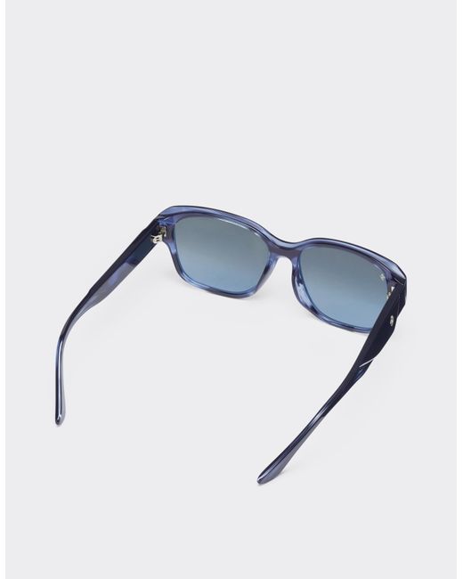 Gafas De Sol De Acetato Azul A Rayas Con Cristales Azules Degradados Polarizados Ferrari de color Blue