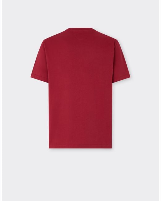 Ferrari Red Cotton T-Shirt With Embroidery for men