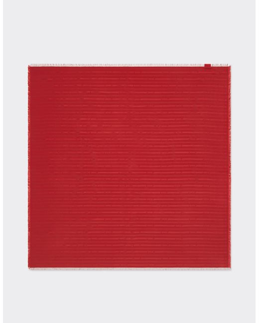 Ferrari Red Silk Scarf With Micro Logo