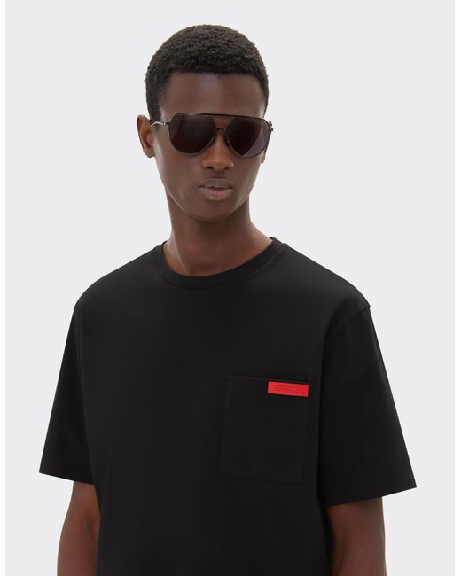 Camiseta De Algodón Con Bolsillo Ferrari de hombre de color Black