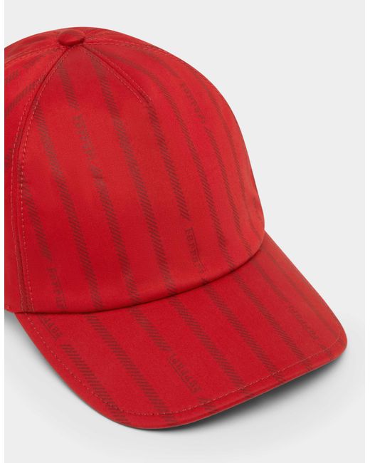 Ferrari Red Striped Baseball Cap With Logo