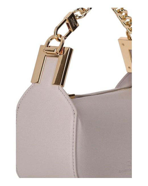 Elisabetta Franchi Gray Pearl Mini Bag With Chain