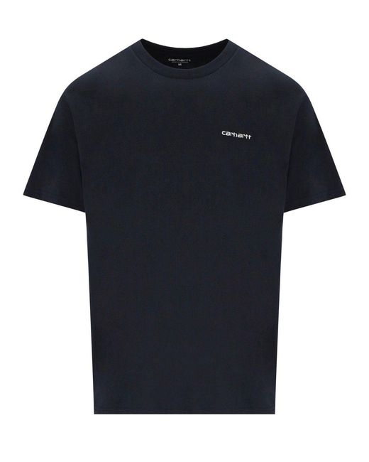 Carhartt Black S/S Script Embroidery Deep Night T-Shirt for men