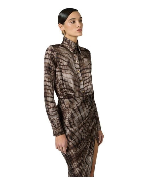 Elisabetta Franchi Brown Alligator Print Dress