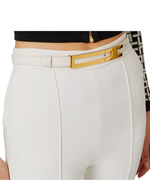 Elisabetta Franchi White Trousers With Belt