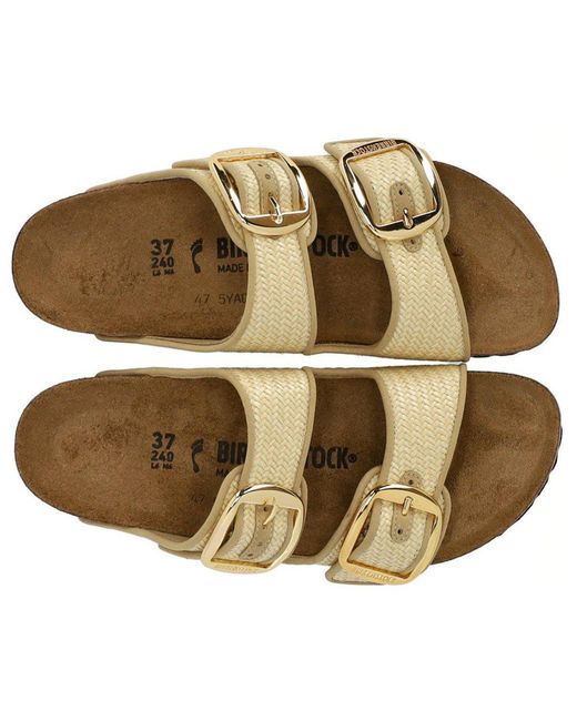 Birkenstock Brown Arizona Raffia Big Buckle Natural Sandal