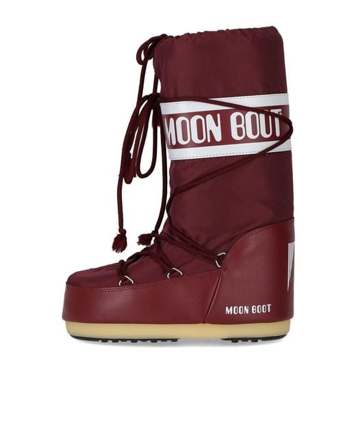 Moon Boot Red Icon Nylon Burgundy Snow Boot