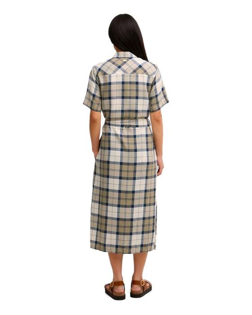 Barbour Gray Fern Tartan Midi Dress