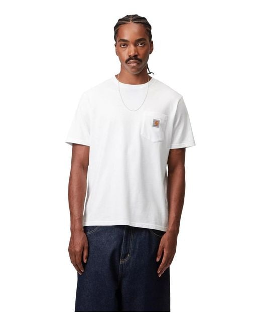 Carhartt White Pocket T-shirt Featuring Logo Label for men