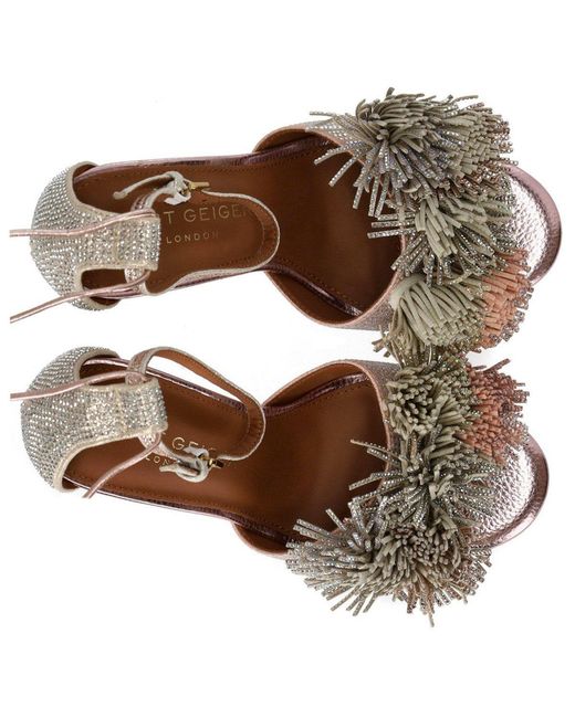 Kurt Geiger Gray Pom Pom Sandal