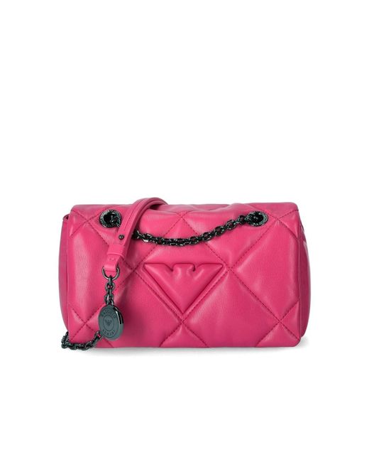 Emporio Armani Pink Bouganvillea Small Quilted Crossbody Bag