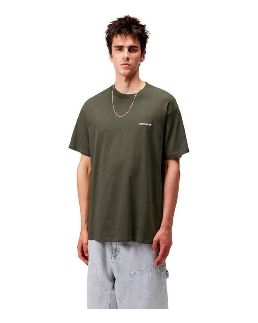 Carhartt Green Script Embroidery Leaf T-Shirt for men