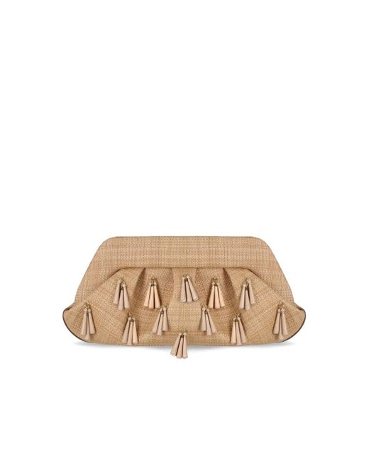 Bolso clutch emera paper fringes macadamia THEMOIRÈ de color Natural