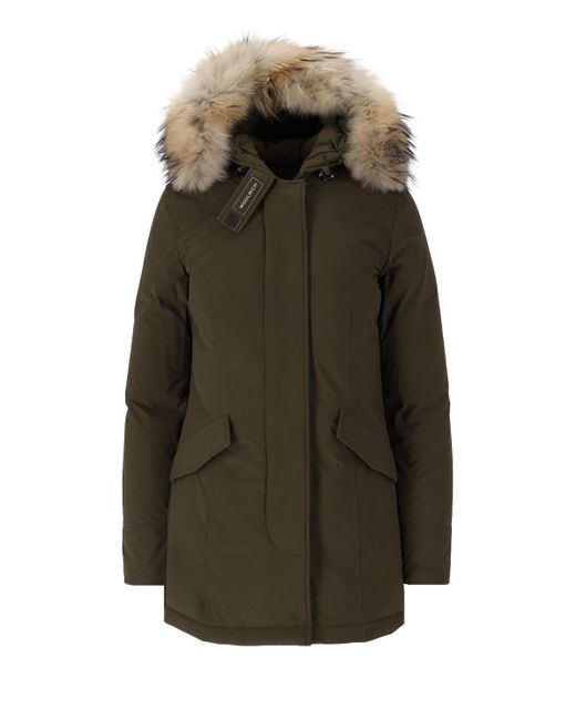 Woolrich Synthetic Luxury Arctic Raccoon Military Parka in Green | Lyst UK