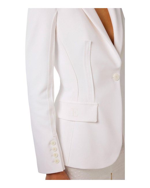 Elisabetta Franchi White Single Breasted Blazer