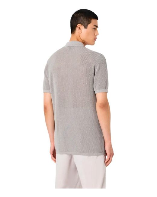Emporio Armani Mesh Poloshirt in het Gray voor heren