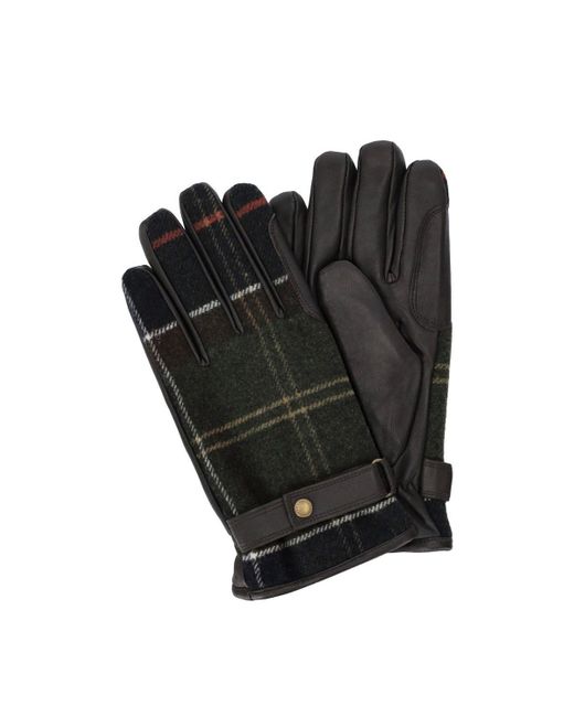 Barbour Black Newbrough Tartan Gloves for men