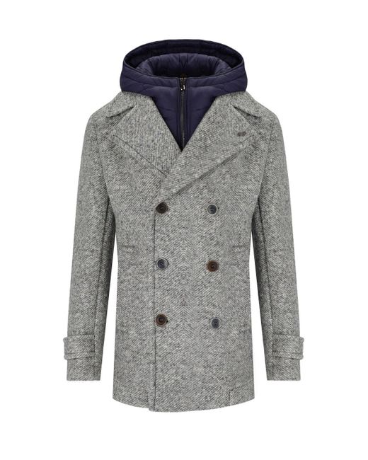 Bob Iver melange zweireihiger mantel in Gray für Herren