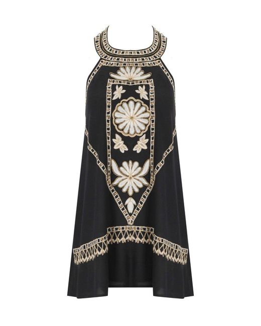PAHIESA FORMENTERA Black Floral Dress
