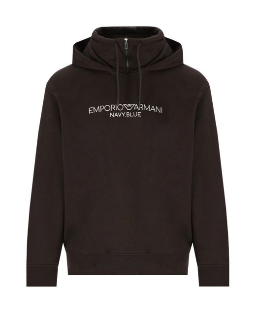 Emporio Armani Black Brown Logoed Hoodie for men