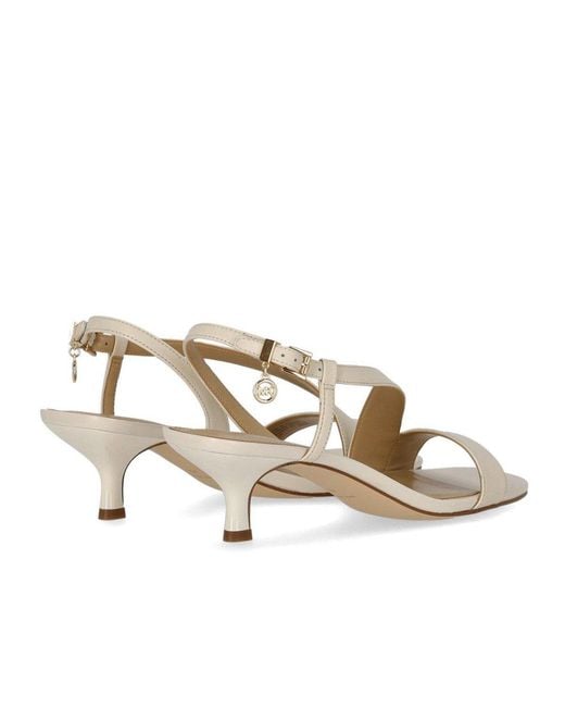 Michael Kors Metallic Jaida Kitten Light Cream Heeled Sandal