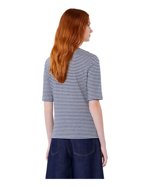 Weekend by Maxmara Blue Opzione Striped T Shirt