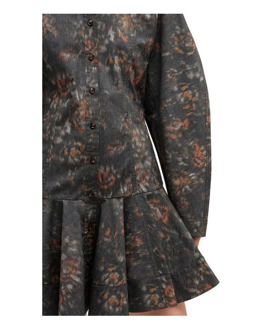 Ganni Gray Phantom Floral Dress