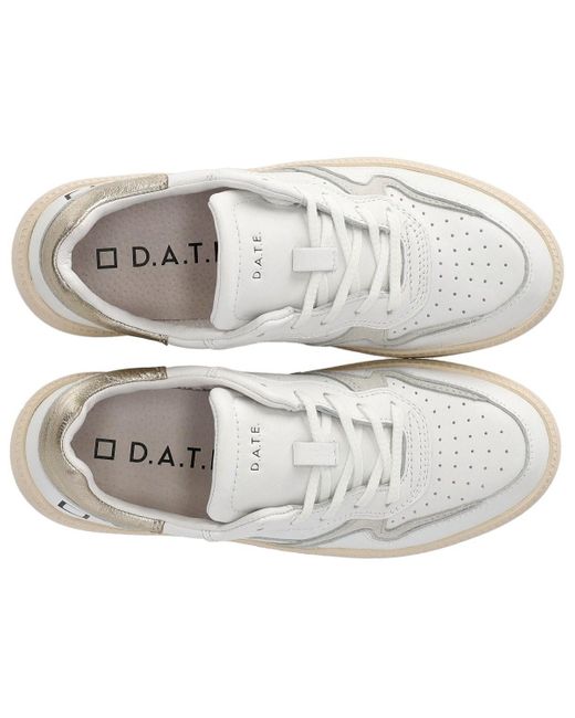 Date White Step Calf Platinum Sneaker