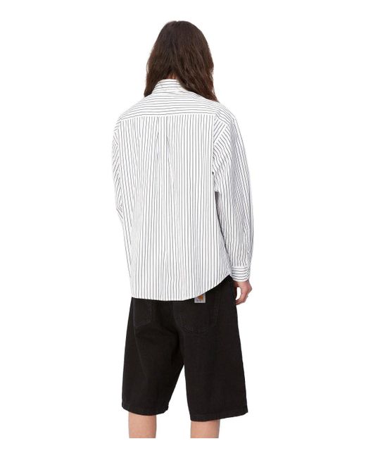 Camicia l/s linus bianca e nera di Carhartt in White da Uomo