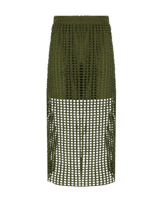 Essentiel Antwerp Green Handkerchief Khaki Midi Skirt