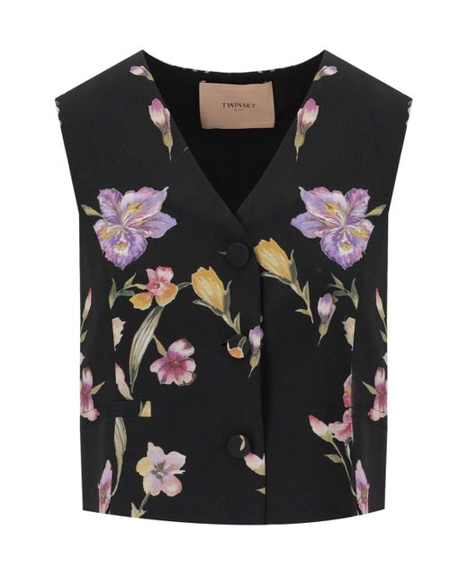 Twinset Black E weste mit blumen