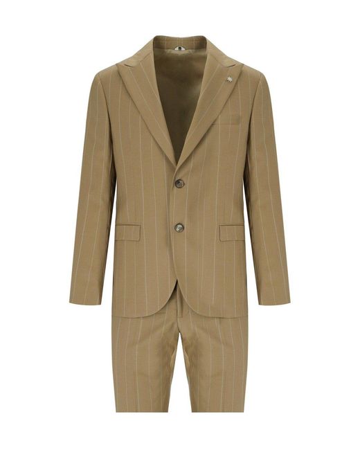 Manuel Ritz Green Pinstripe Single-Breasted Suit for men