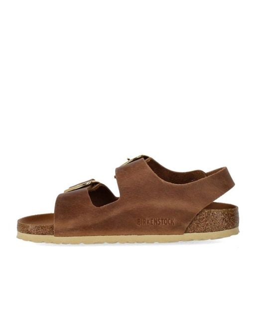 Birkenstock Brown Milano big buckle cognac sandale