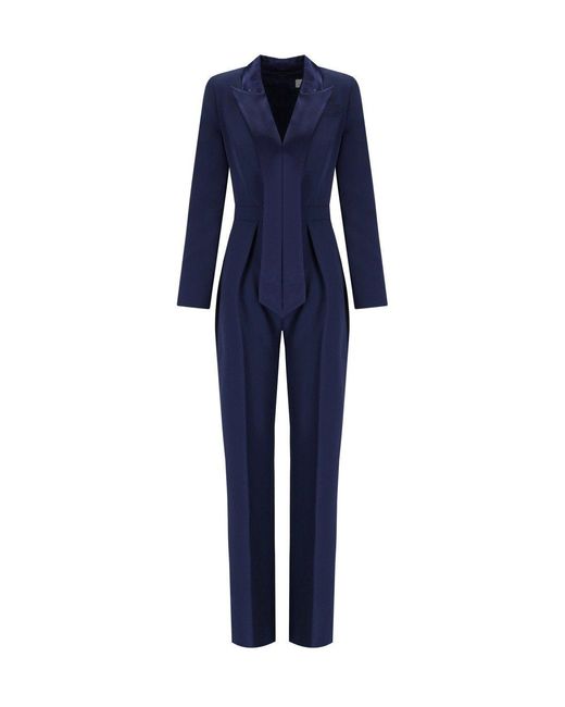 Elisabetta Franchi Blue Oltremare Smoking Jumpsuit