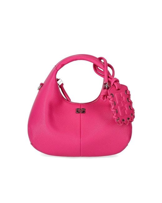 Ganni Pink Mini Hobo Fucsia Handbag