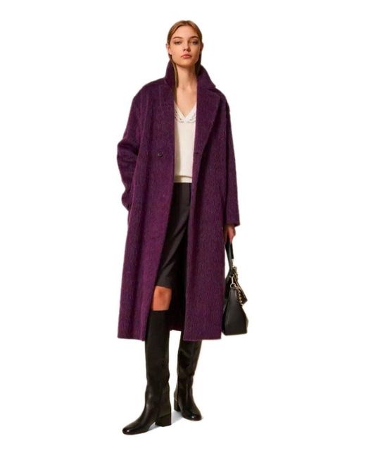 Twinset Purple Mantel Mit Gürtel