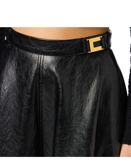 Elisabetta Franchi Gray Leather-Effect Skirt