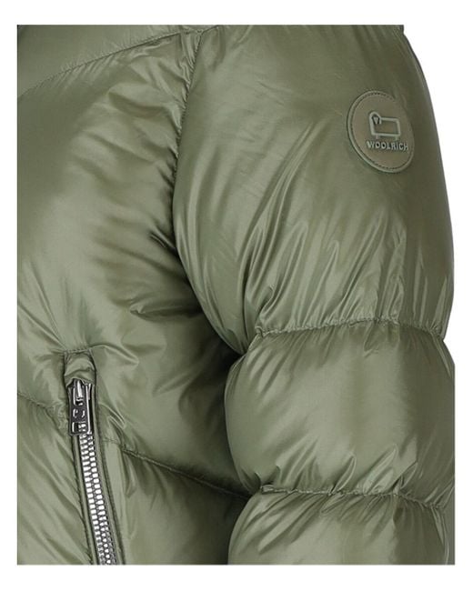 Woolrich Aliquippa Green Short Hooded Down Jacket Lyst