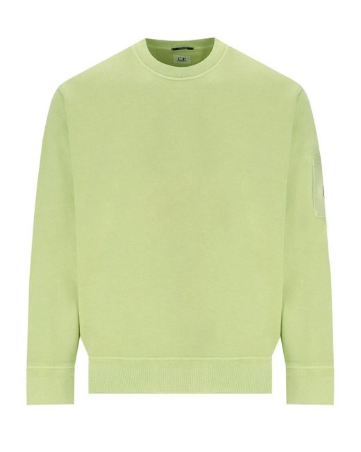 C P Company Diagonal fleece white pear sweatshirt in Green für Herren